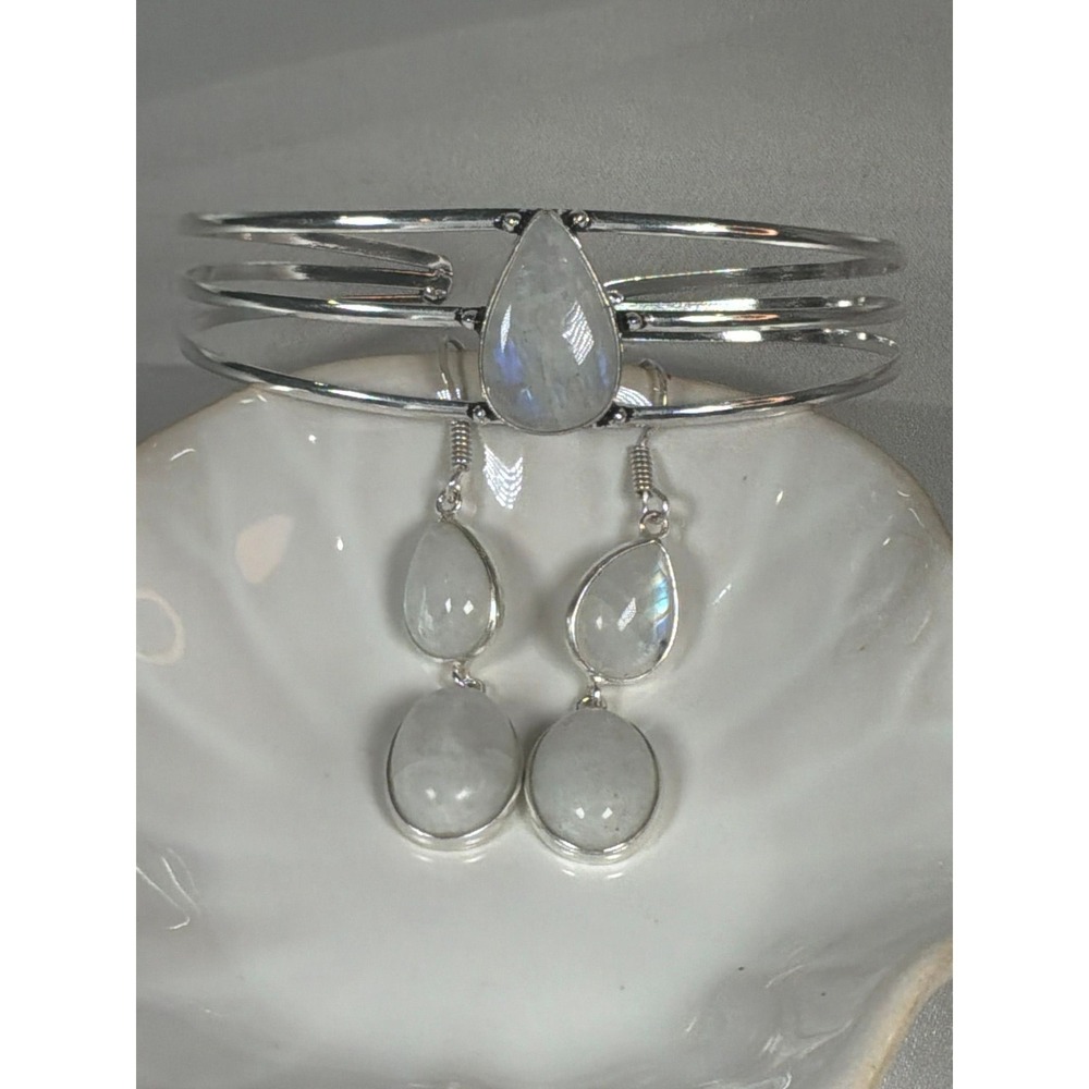 Rainbow Moonstone Cuff & Earring Gift Set ✨🌙